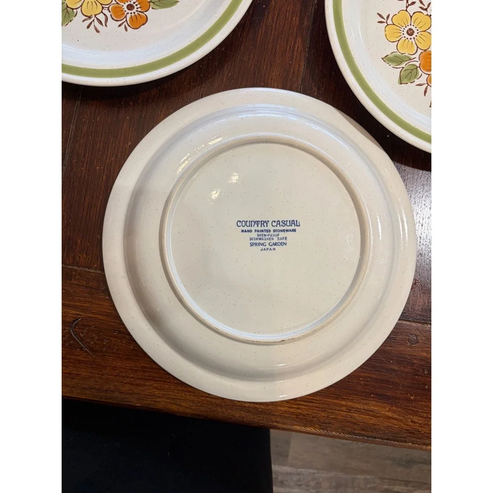 Country Casual Spring Garden Stoneware Dinner Plates Set of 3 Floral Japan 12